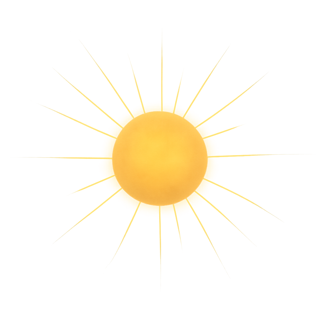 Een heldere, schijnende zon straalt geel licht uit op een donkere achtergrond.