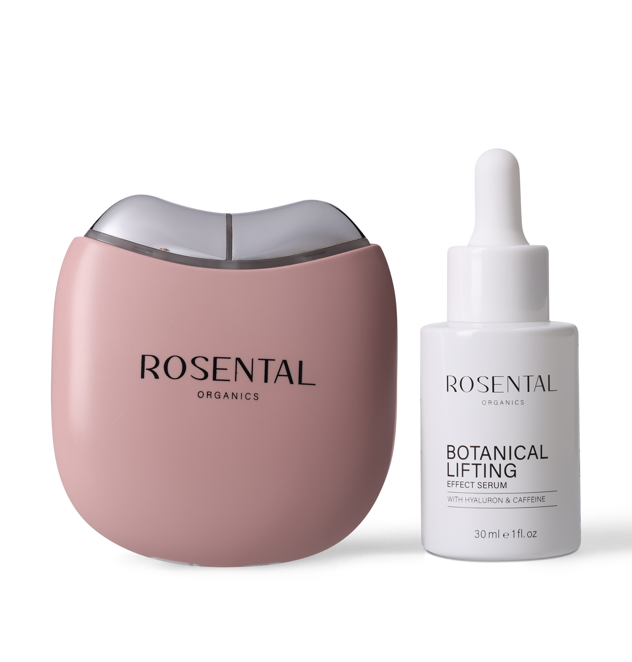 EMS Face Yoga Duo met Botanical Serum van Rosental Organics voor versteviging en huidverzorging.