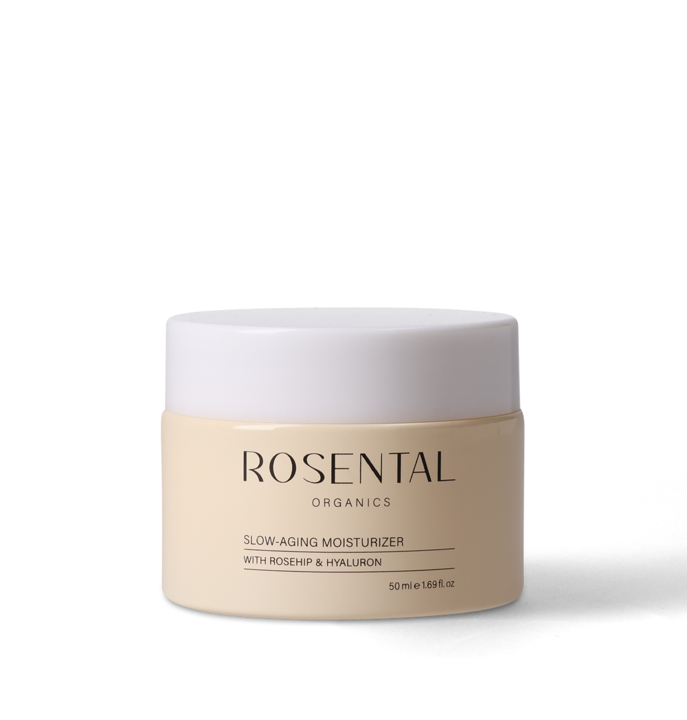 Slow-Aging Moisturizer met rozenbottel en hyaluron van Rosental Organics.